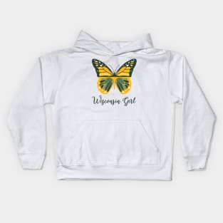 Wisconsin Girl Butterfly T Shirt Kids Hoodie